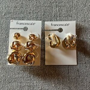 Four pairs of Francesca’s gold earrings